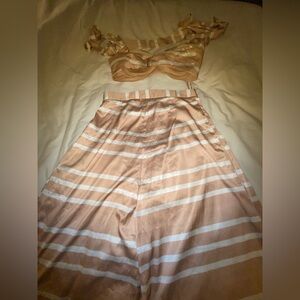BLITHE Striped Tan and White Women's set M